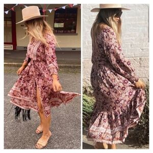 Mahli The Label Before Sunrise Floral Dress In Mulberry Size L/XL (12-14)